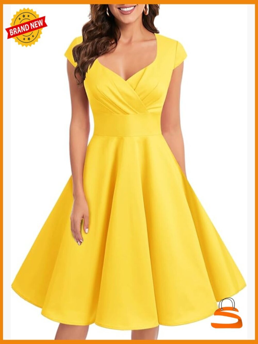 1950s Retro Vintage Cocktail Swing Dress Cap Sleeve A-Line